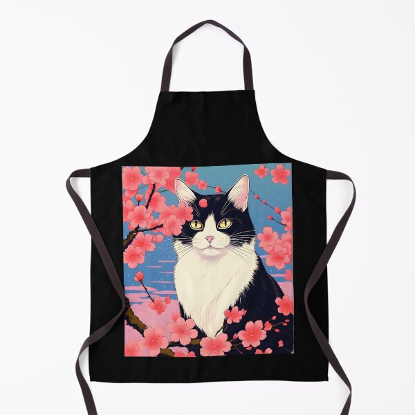 Item preview, Japanese Tuxedo cat with sakura designed and sold by Catophile.