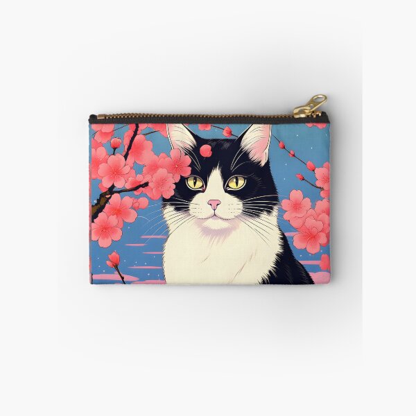 Item preview, Japanese Tuxedo cat with sakura designed and sold by Catophile.