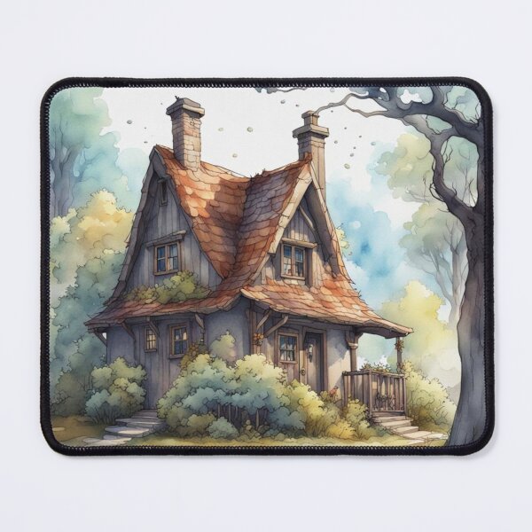 Item preview, Old Wooden House in the Forest Watercolor designed and sold by MeadowFarmPrint.