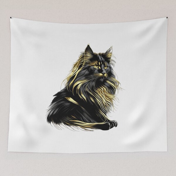Item preview, Gold black fluffy maine coon designed and sold by BlueGoldArt.
