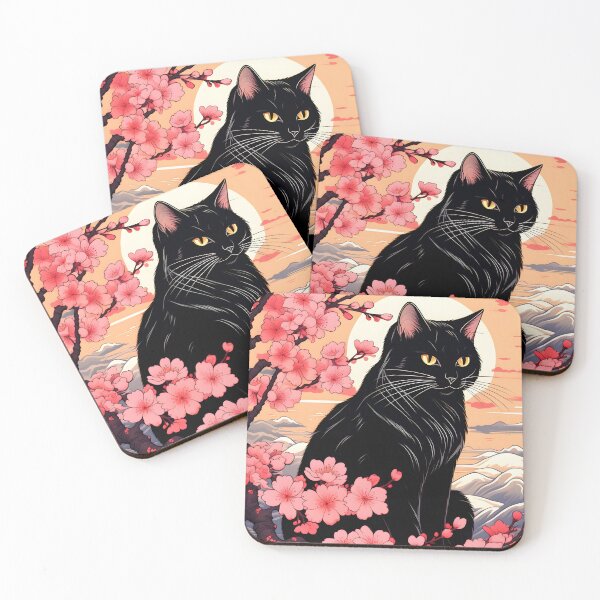 Item preview, japanese black cat Neko sakura harmony designed and sold by Catophile.