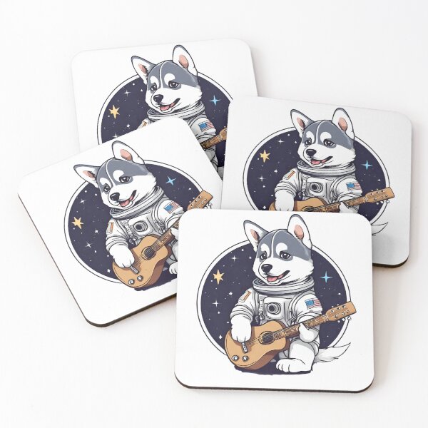 Item preview, GUITARIST ASTRONAUT HUSKY – adorable husky puppy – husky puppy astronaut - husky cosmonaut puppy  designed and sold by Musicians-world.