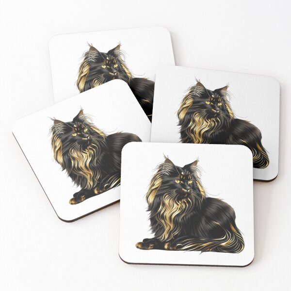 Item preview, Maine coon black cat fluffy designed and sold by BlueGoldArt.