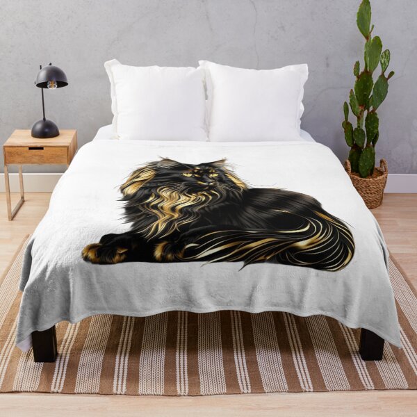 Item preview, Maine coon black cat fluffy designed and sold by BlueGoldArt.