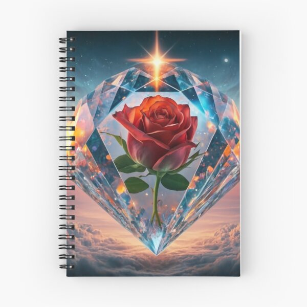 Item preview, Crystal diamond filled with light with a red vibrant rose inside against the backdrop of the sky designed and sold by Ewa Stęplewska.