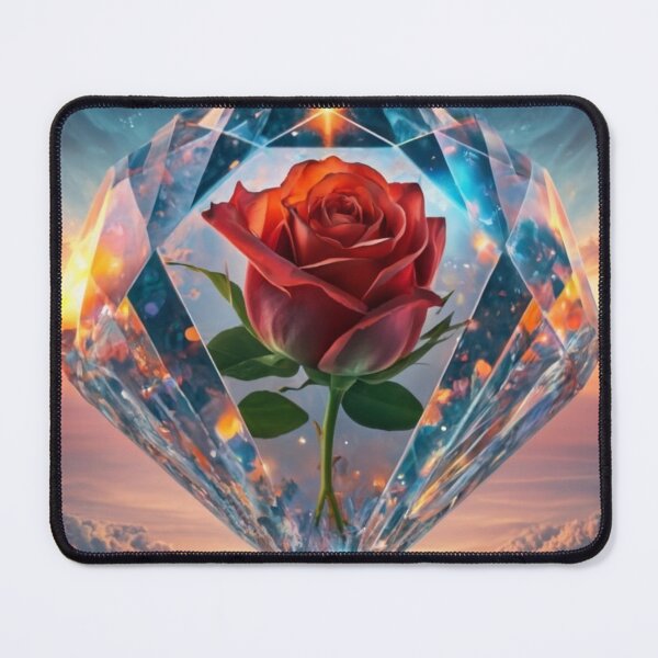 Item preview, Crystal diamond filled with light with a red vibrant rose inside against the backdrop of the sky designed and sold by Ewa Stęplewska.