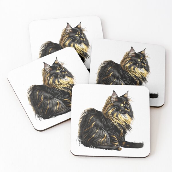Item preview, Cute Maine coon black cat fluffy designed and sold by BlueGoldArt.