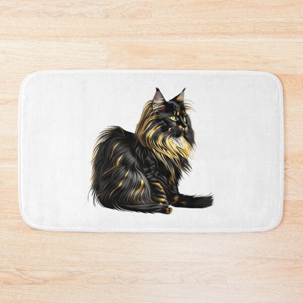 Item preview, Cute Maine coon black cat fluffy designed and sold by BlueGoldArt.