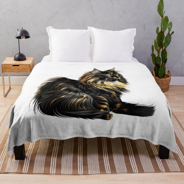 Item preview, Cute Maine coon black cat fluffy designed and sold by BlueGoldArt.