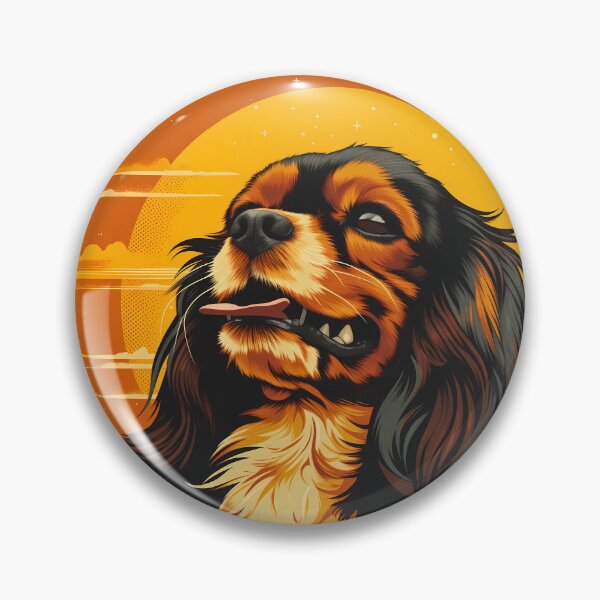 Item preview, Cavalier king charles spaniels mini dog breed black and tan puppy cute illustration designed and sold by NBSStore.