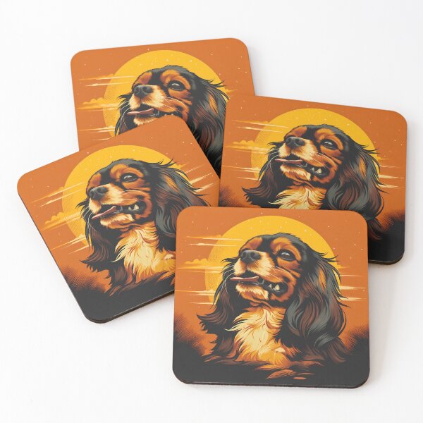 Item preview, Cavalier king charles spaniels mini dog breed black and tan puppy cute illustration designed and sold by NBSStore.
