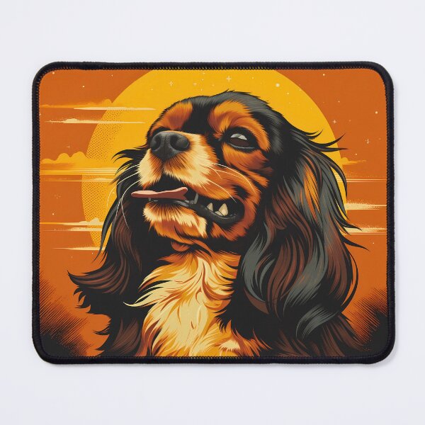 Item preview, Cavalier king charles spaniels mini dog breed black and tan puppy cute illustration designed and sold by NBSStore.