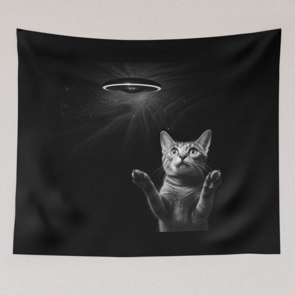 Item preview, CUTE FUNNY CAT SURPRISED BY UFO 1 designed and sold by justyna-s28.