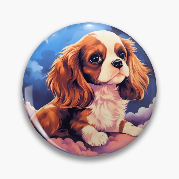 Item preview, Cavalier king charles spaniels mini dog breed black and tan puppy cute illustration designed and sold by NBSStore.
