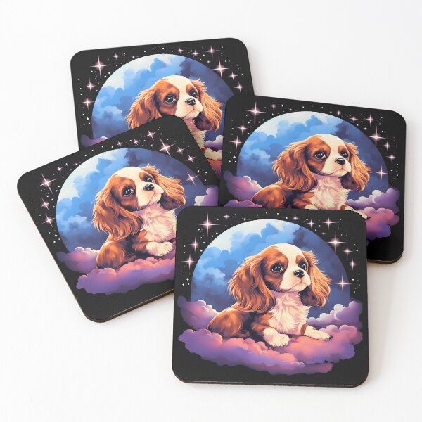 Item preview, Cavalier king charles spaniels mini dog breed black and tan puppy cute illustration designed and sold by NBSStore.