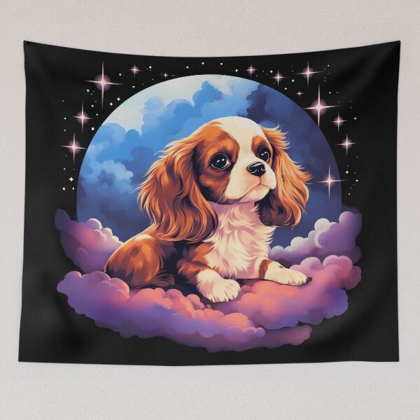 Item preview, Cavalier king charles spaniels mini dog breed black and tan puppy cute illustration designed and sold by NBSStore.