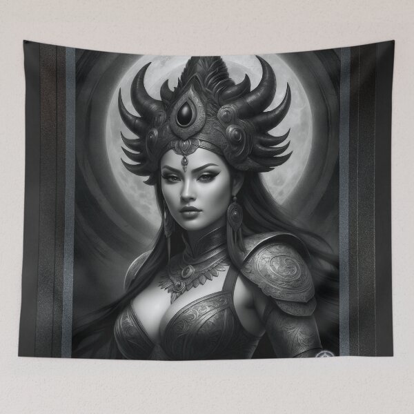 Item preview, Ookura Rhai Queen Of The Akayo Captivating AI Concept Art Print by Xzendor7 designed and sold by Xzendor7 Digital Art Creations.