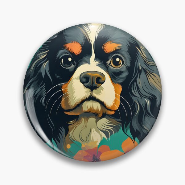 Item preview, Cavalier king charles spaniels mini dog breed black and tan puppy cute illustration designed and sold by NBSStore.