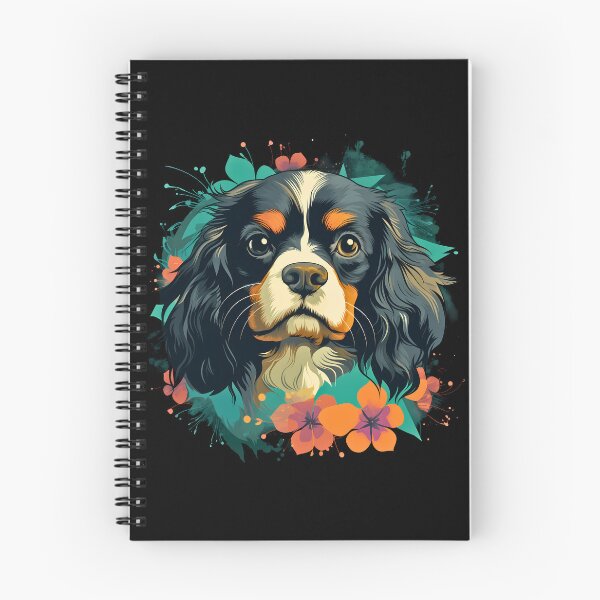 Item preview, Cavalier king charles spaniels mini dog breed black and tan puppy cute illustration designed and sold by NBSStore.