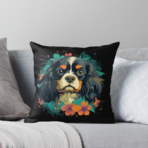 Item preview, Cavalier king charles spaniels mini dog breed black and tan puppy cute illustration designed and sold by NBSStore.