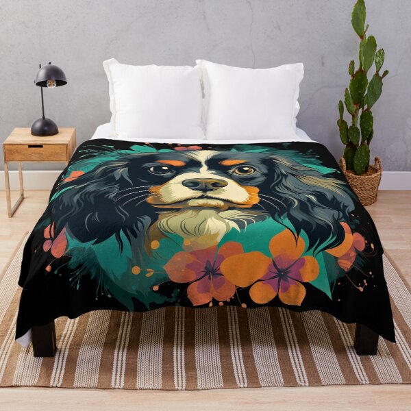 Item preview, Cavalier king charles spaniels mini dog breed black and tan puppy cute illustration designed and sold by NBSStore.