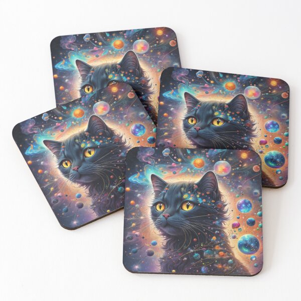 Item preview, Surreal digital painting of a diminutive cosmos nestled in the mind of a cat designed and sold by CacauBologna.