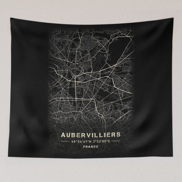 Item preview, Aubervilliers Black and white map designed and sold by Jerhus.