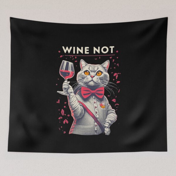 Item preview, British cat serves wine and invites to party designed and sold by BlueGoldArt.