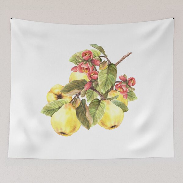 Item preview, Watercolor hand drawn branch of quince fruits with flower and leaves. Сlip art sticker designed and sold by BartolArt.