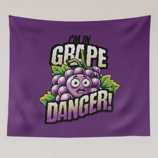 Item preview, Grape Danger! Comical Fruit Alert designed and sold by Sir Meow Meow.