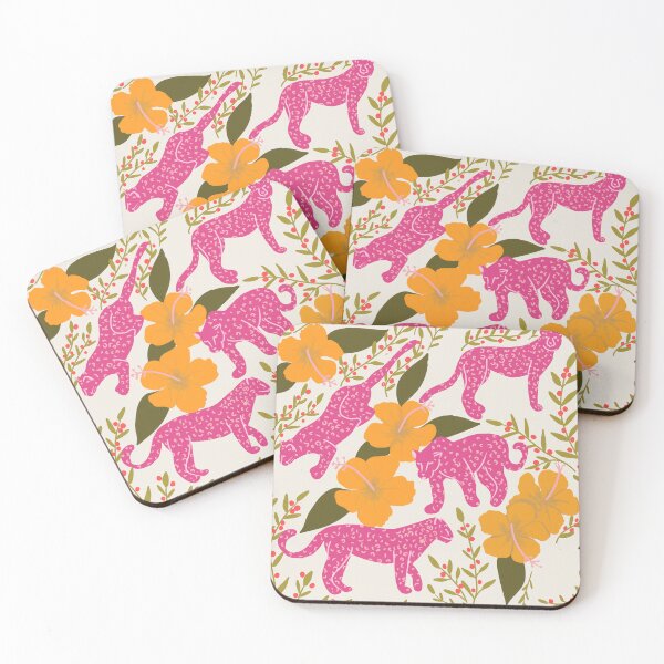 Item preview, Pink Leopards in a Hibiscus Garden designed and sold by aneladesigns.