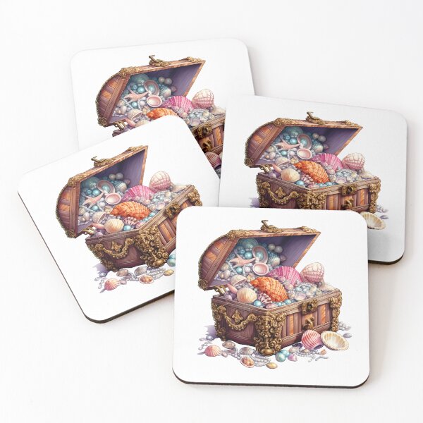 Item preview, Watercolor Seashell Treasure Chest  designed and sold by mushizaman.