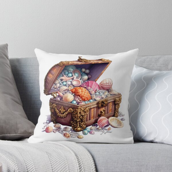 Item preview, Watercolor Seashell Treasure Chest  designed and sold by mushizaman.