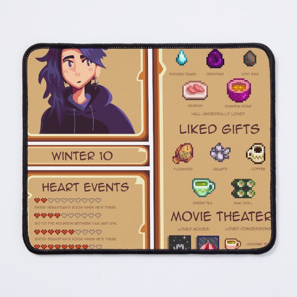 Item preview, Sebastian Information Card - Stardew Valley designed and sold by MusicalNomad.