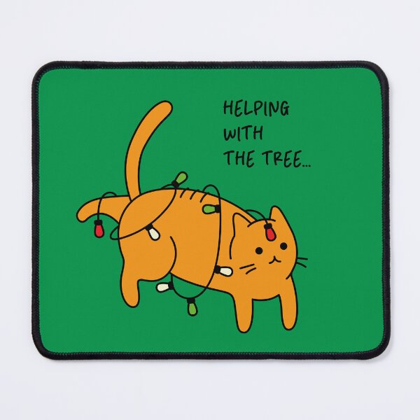 Item preview, 'Helping With The Tree...' Artwork Of Cat Wrapped In Christmas Lights, Red-handed. designed and sold by Picky-Cat.