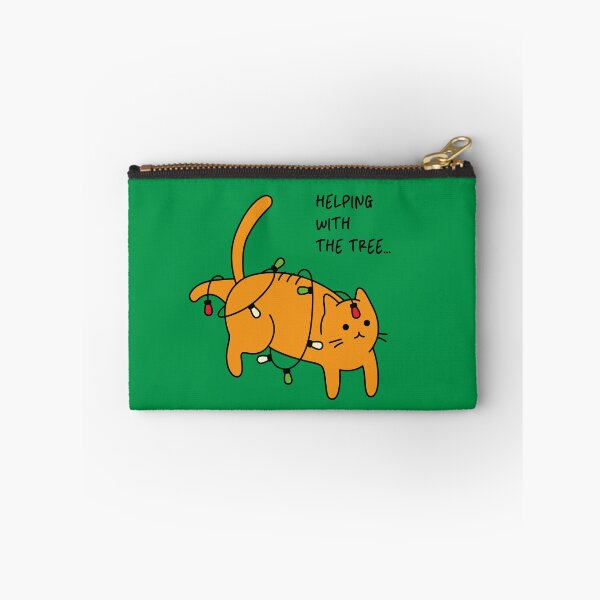 Item preview, 'Helping With The Tree...' Artwork Of Cat Wrapped In Christmas Lights, Red-handed.  designed and sold by Picky-Cat.