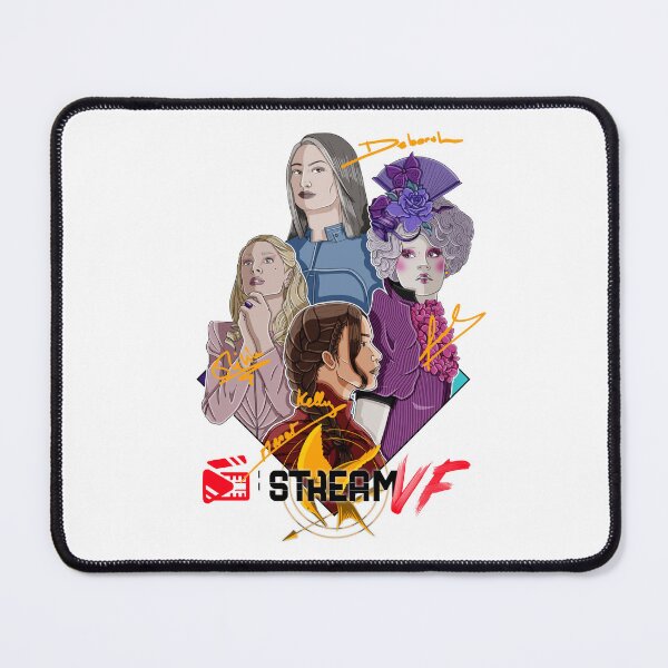Aperçu de l'œuvre Hunger Games Version signatures jaunes Fond blanc StreamVF  créée et vendue par StreamVF.