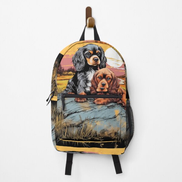 Item preview, Cute Cavalier king charles spaniels mini dog breed black and tan puppies illustration designed and sold by NBSStore.