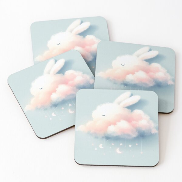 Item preview, Pink Bunny shaped cloud with stars and moons designed and sold by FurryBliss.