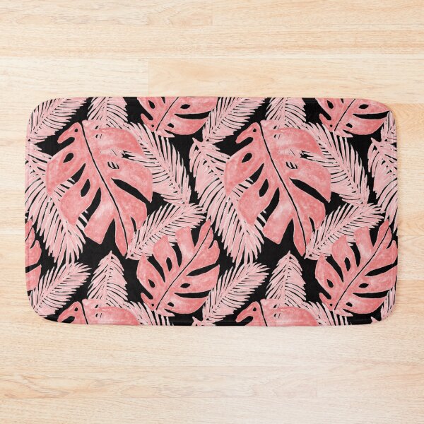 Item preview, Tropical Monstera Leaf Pattern Pink and Black designed and sold by Julie Erin Designs.