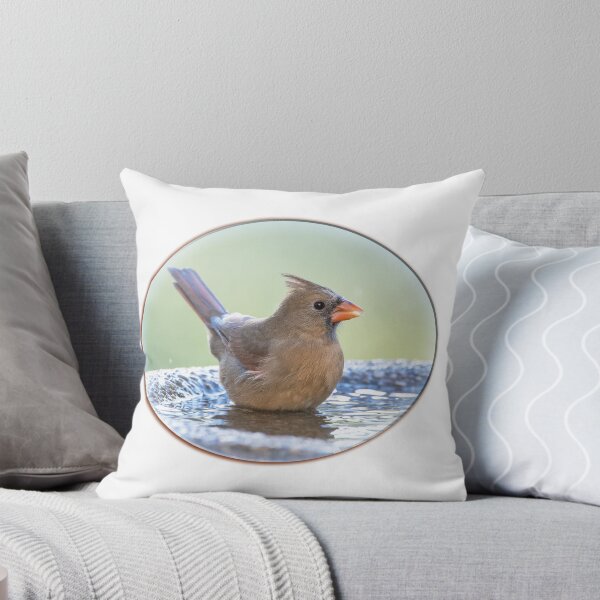 Item preview, Female Northern Cardinal in Birdbath designed and sold by Bonnie T. Barry.