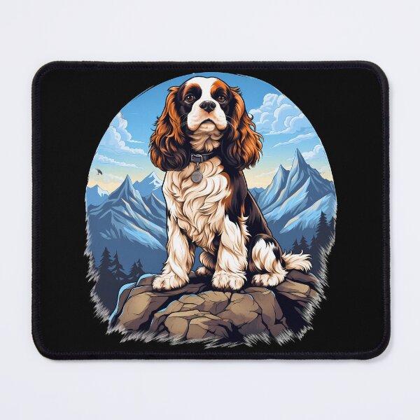 Item preview, Cavalier king charles spaniels mini dog breed black and tan puppy cute illustration designed and sold by NBSStore.