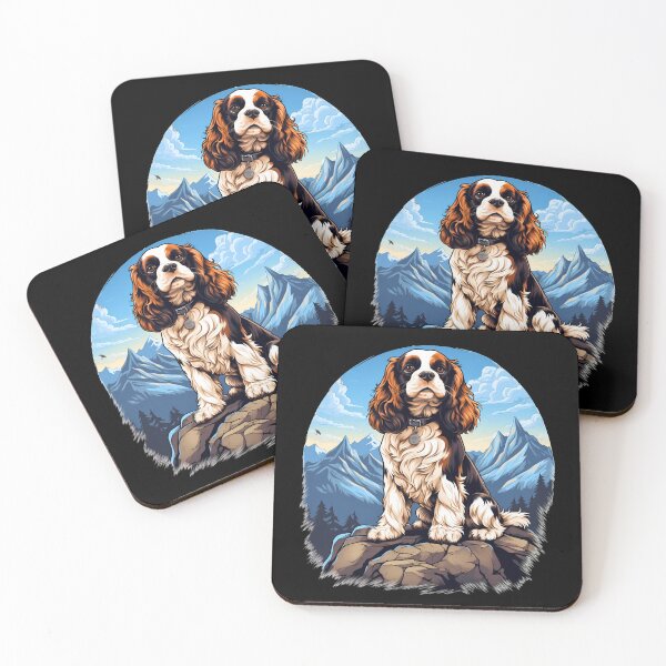 Item preview, Cavalier king charles spaniels mini dog breed black and tan puppy cute illustration designed and sold by NBSStore.