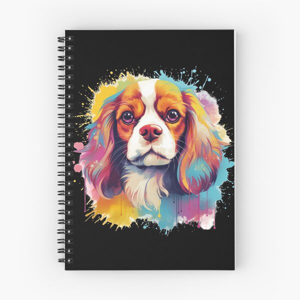 Item preview, Cavalier king charles spaniels mini dog breed black and tan puppy cute colorful illustration designed and sold by NBSStore.