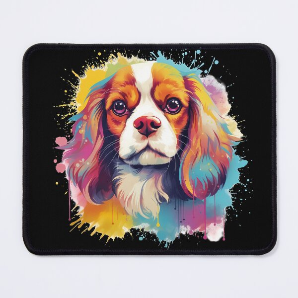 Item preview, Cavalier king charles spaniels mini dog breed black and tan puppy cute colorful illustration designed and sold by NBSStore.