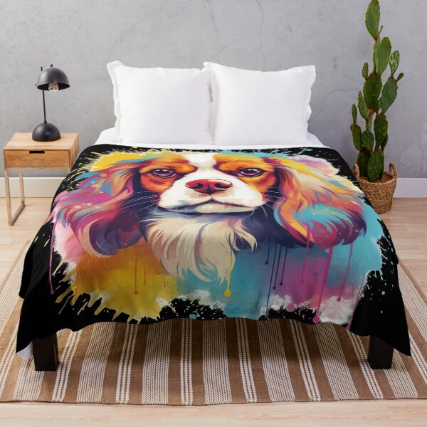 Item preview, Cavalier king charles spaniels mini dog breed black and tan puppy cute colorful illustration designed and sold by NBSStore.