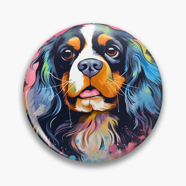 Item preview, Cavalier king charles spaniels mini dog breed black and tan puppy cute colorful illustration designed and sold by NBSStore.