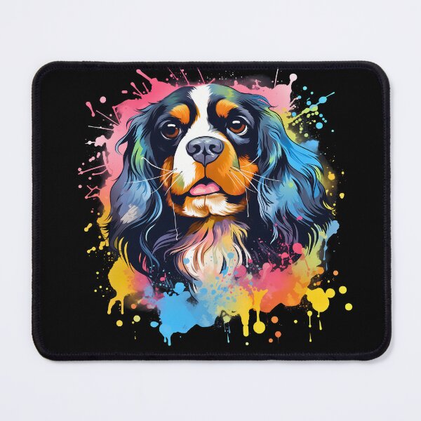 Item preview, Cavalier king charles spaniels mini dog breed black and tan puppy cute colorful illustration designed and sold by NBSStore.