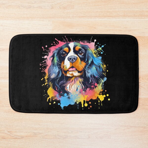 Item preview, Cavalier king charles spaniels mini dog breed black and tan puppy cute colorful illustration designed and sold by NBSStore.