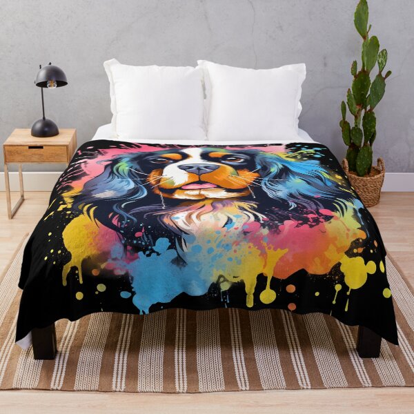 Item preview, Cavalier king charles spaniels mini dog breed black and tan puppy cute colorful illustration designed and sold by NBSStore.